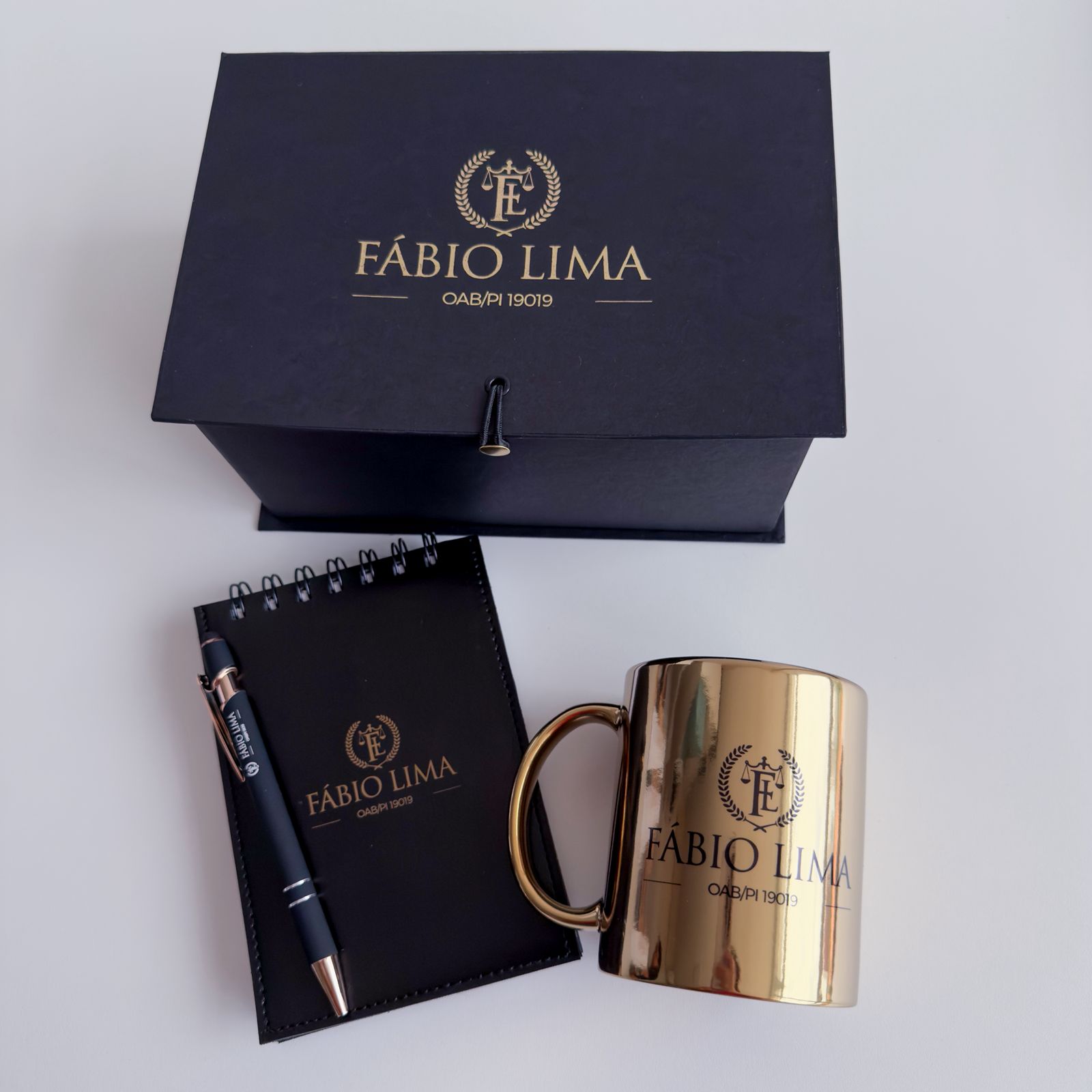 Kit Caneca/Bloco/Caneta/Caixa